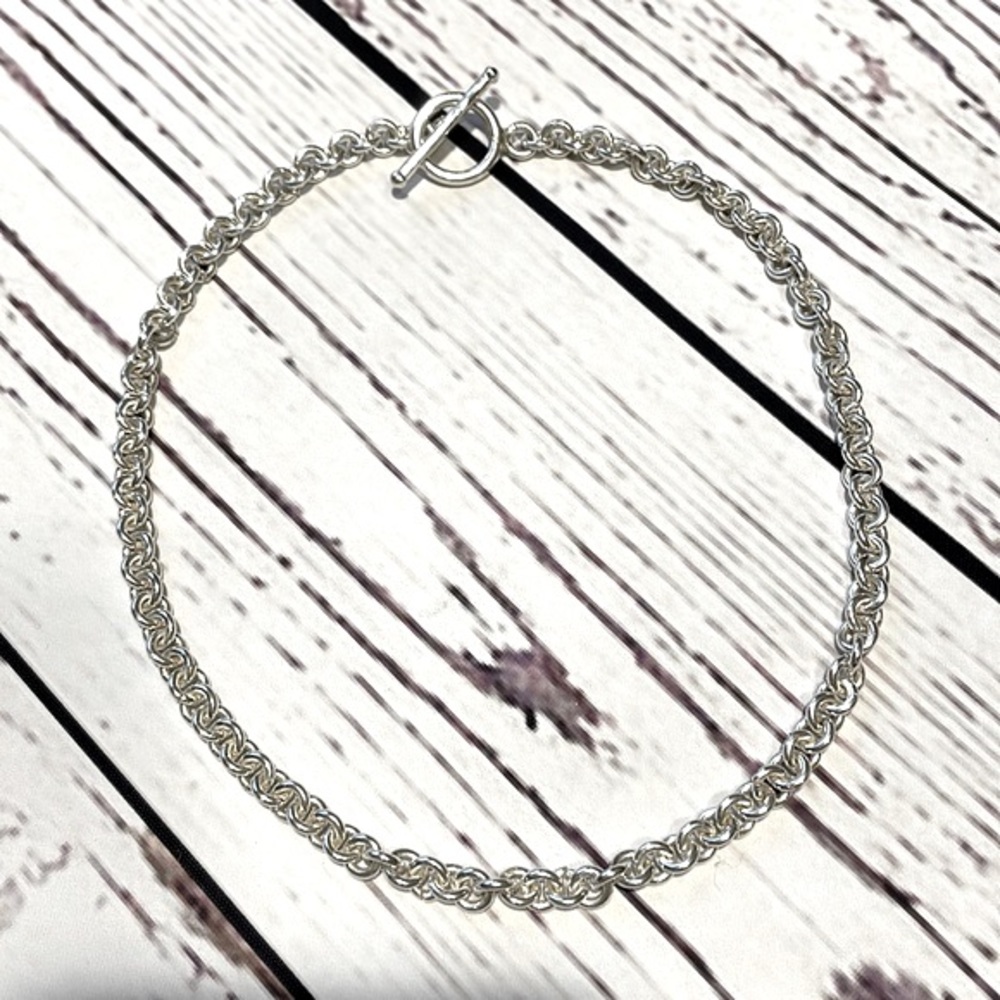 Sterling Silver Chunky Toggle Closure 16 inch Necklace - 38 grams!